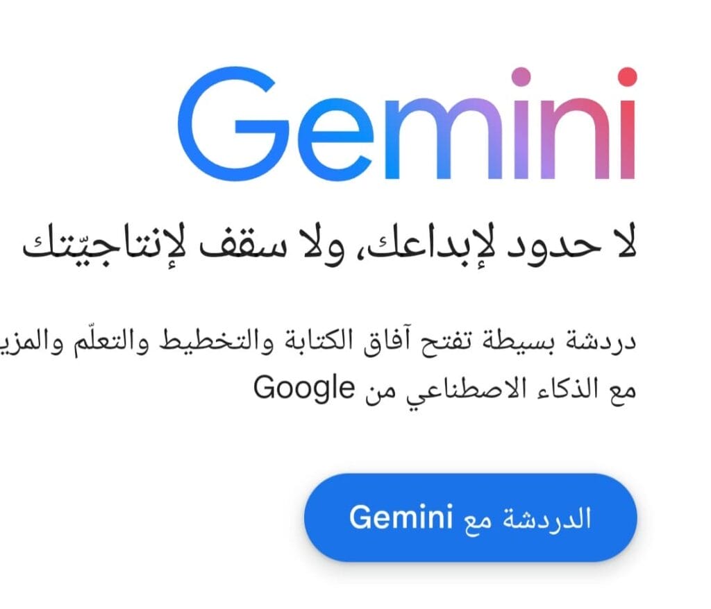 صفحة اختيار الدردشة مع Gemini على المتصفح