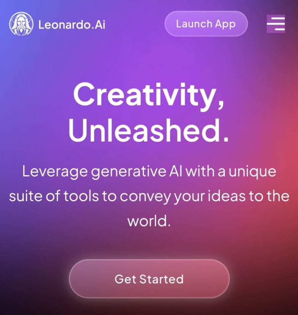 واجهة موقع Leonardo.ai حيث يمكن تسجيل الدخول 